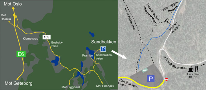 Sandbakken kart for klatreområder.